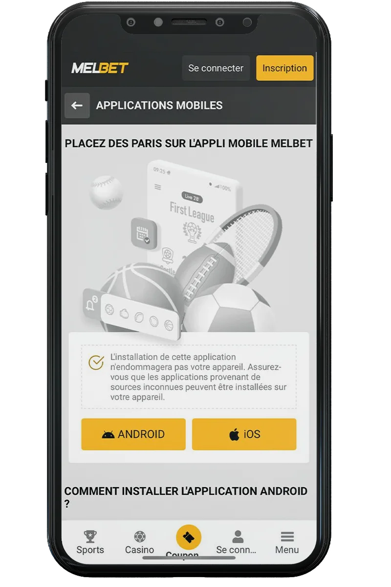 Possibilité d'installer l'application Melbet sur les téléphones